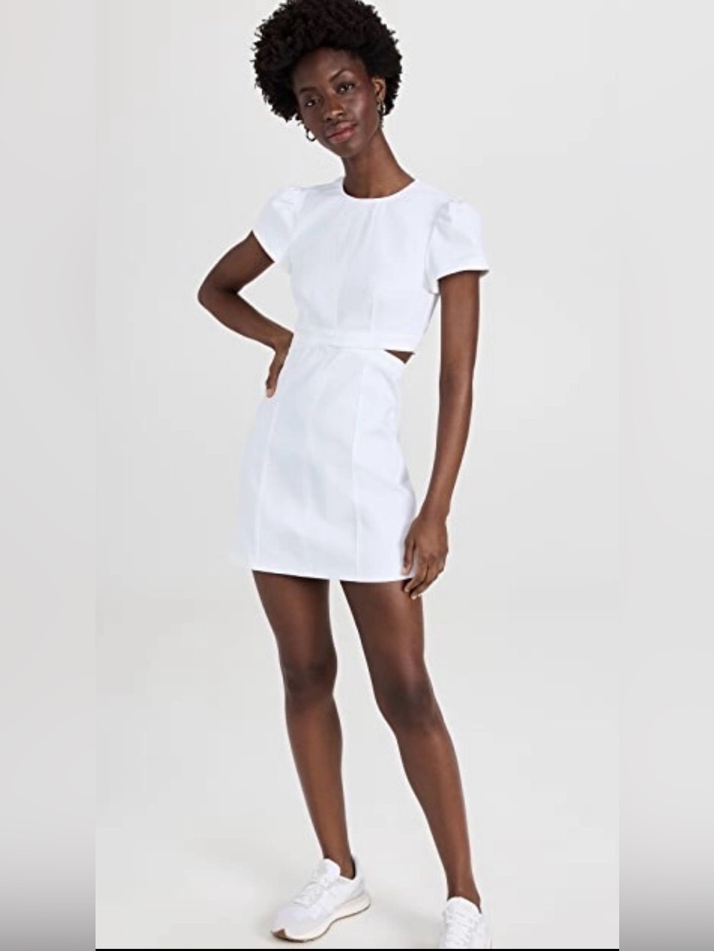 CINQ À SEPT Cotton Blend Maddy White Short-Sleeve Wrap Waist Dress S 8
